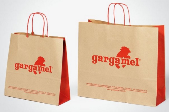 Twisted Handle Brown Kraft Bags With Printed Logo