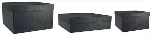black luxury gift boxes with texture finishes