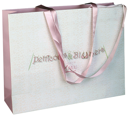 Luxury paper bags with ribbon handle