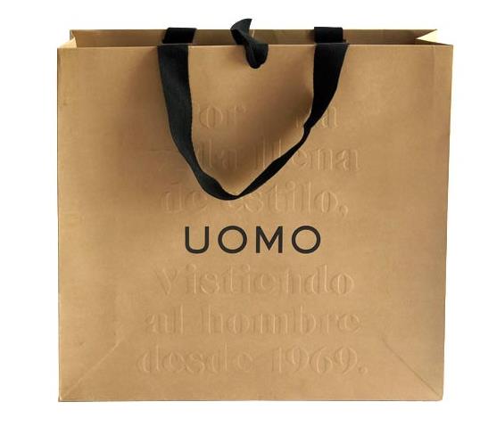 luxury brown kraft bags with embossed logo and ribbon handle