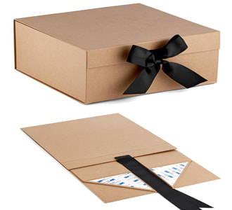 foldable kraft gift boxes with ribbon closure
