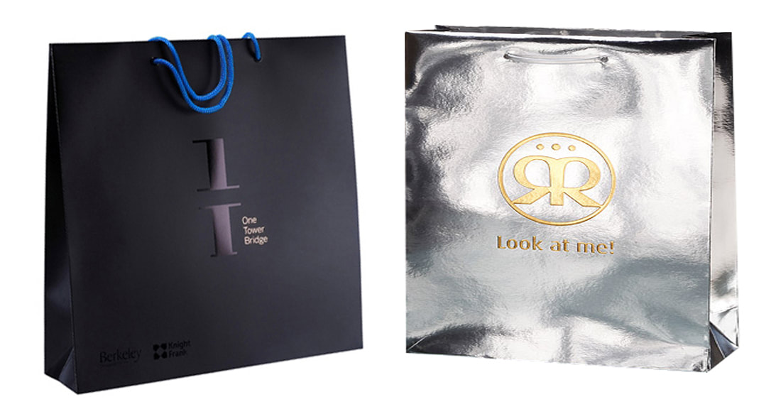 luxury paper bags with hot stamping and embossing logo