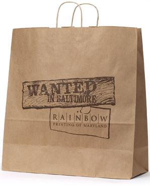 twisted handle recycled kraft bags with printed logo